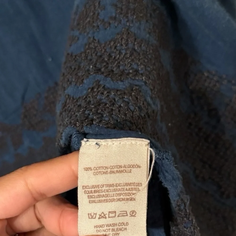 FREE PEOPLE Embroidered Teal Long Sleeve Top Shirt Tunic
